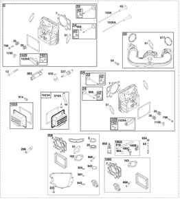 Cylinder Head Group Diagram and Parts List for 40N877-0069-B5  Briggs and Stratton Engine